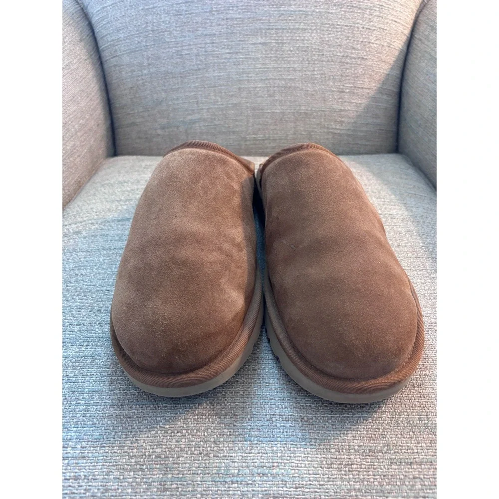UGG Classic Slip-On Suede Slippers‎ Chestnut Brown Sheepskin Lining  Mens 11
